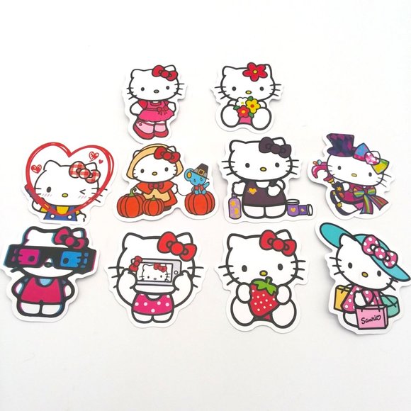 Stickers Hello Kitty Sarino 10 Lot kawaii emo scene luggae laptop bottle crafts - Picture 1 of 2